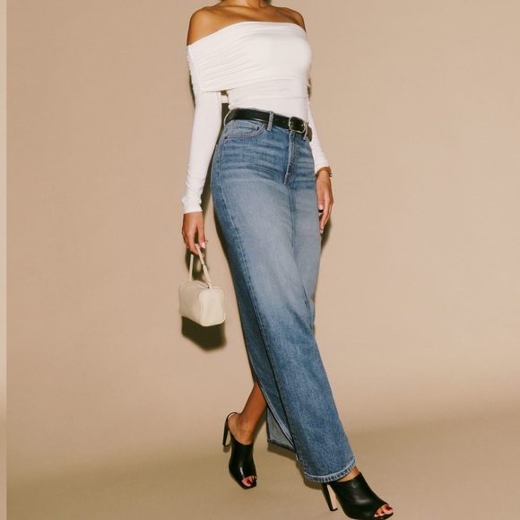 *NWT* Daria High Rise Denim Maxi Skirt (25) - Picture 3 of 14